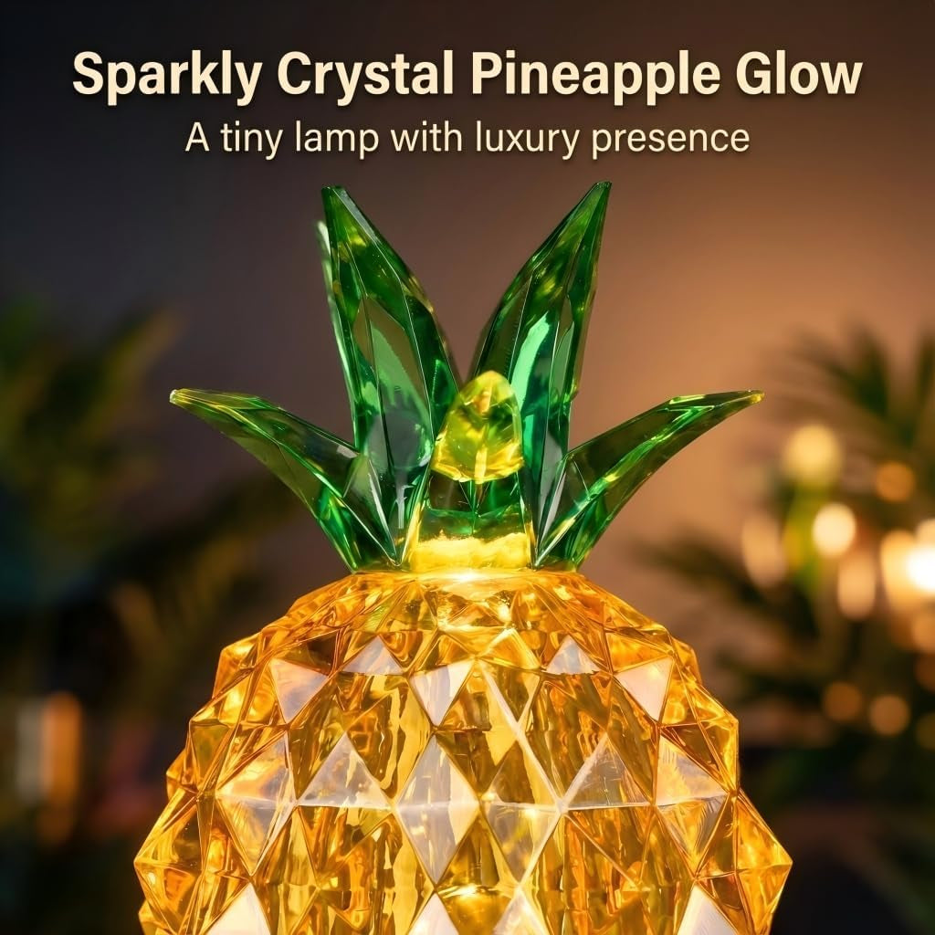Gold Pineapple Decor, 4.9 Inch Small Battery Operated Table Lamp
