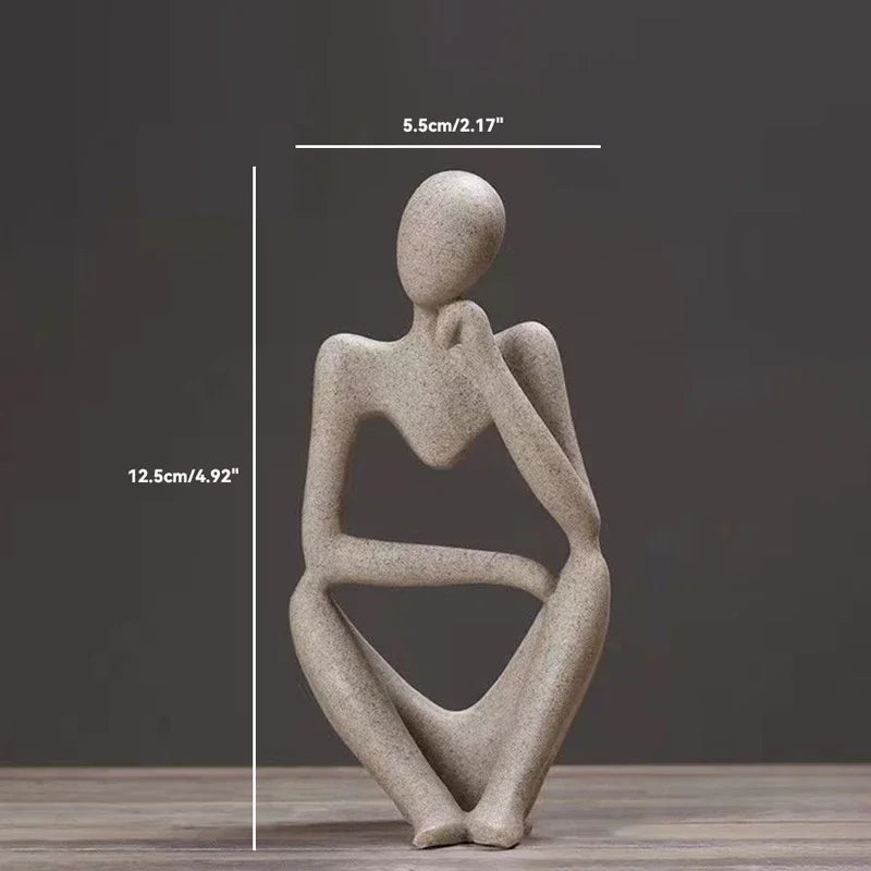 Sand Color the Thinker Abstract Statues Sculptures Yoga Figurine Nordic Living Room Home Decor Decoration Maison Desk Ornaments