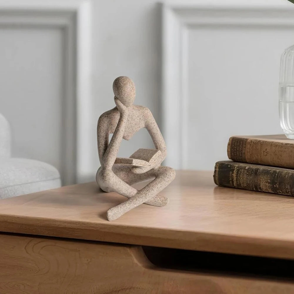 Bookshelf Decor Home Decor - Person Who Is Thinking Abstract Thinker Sculpture Figurine Statue Resin Modern Reading Decoration