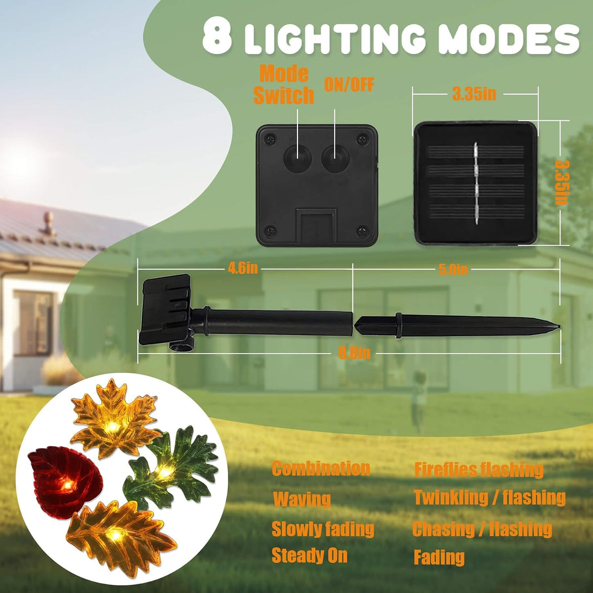 Solar String Lights Fall Leaf String Lights Outdoor Garden Decor Light Waterproof Yard Thanksgiving Christmas Fairy Lights 40LED 14Ft
