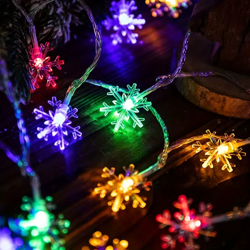 3M LED Snowflake Curtain Lights, Romantic Christmas Curtain String Lights, Fairy String Lights for Home Bedroom Indoor Decor