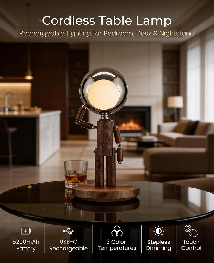 Lampe Lune en Noyer – Pièce Design