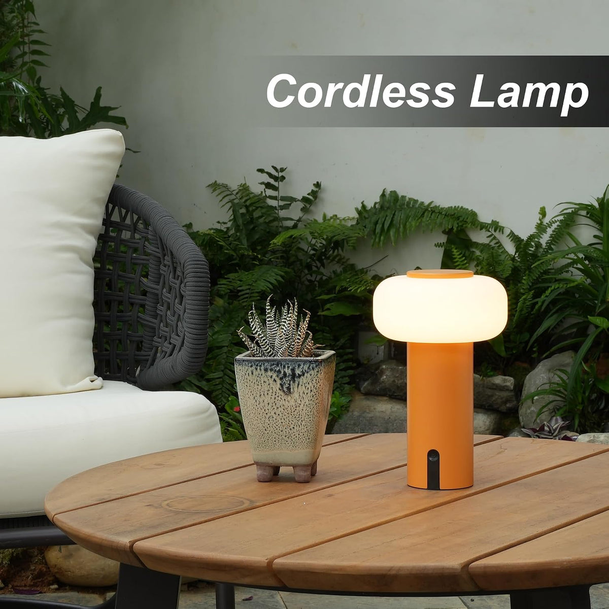 Waterproof Shower Lamp, Rechargeable Outdoor Table Lamp (Orange)