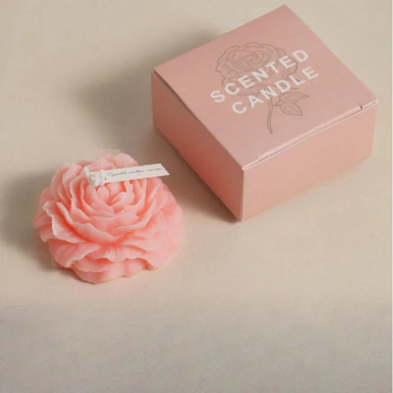 3D Peony Aromatherapy Candle - Creative Flower Shape, Wedding Decor Gifts Box & Valentine'S Day Scented Souvenir Ornament