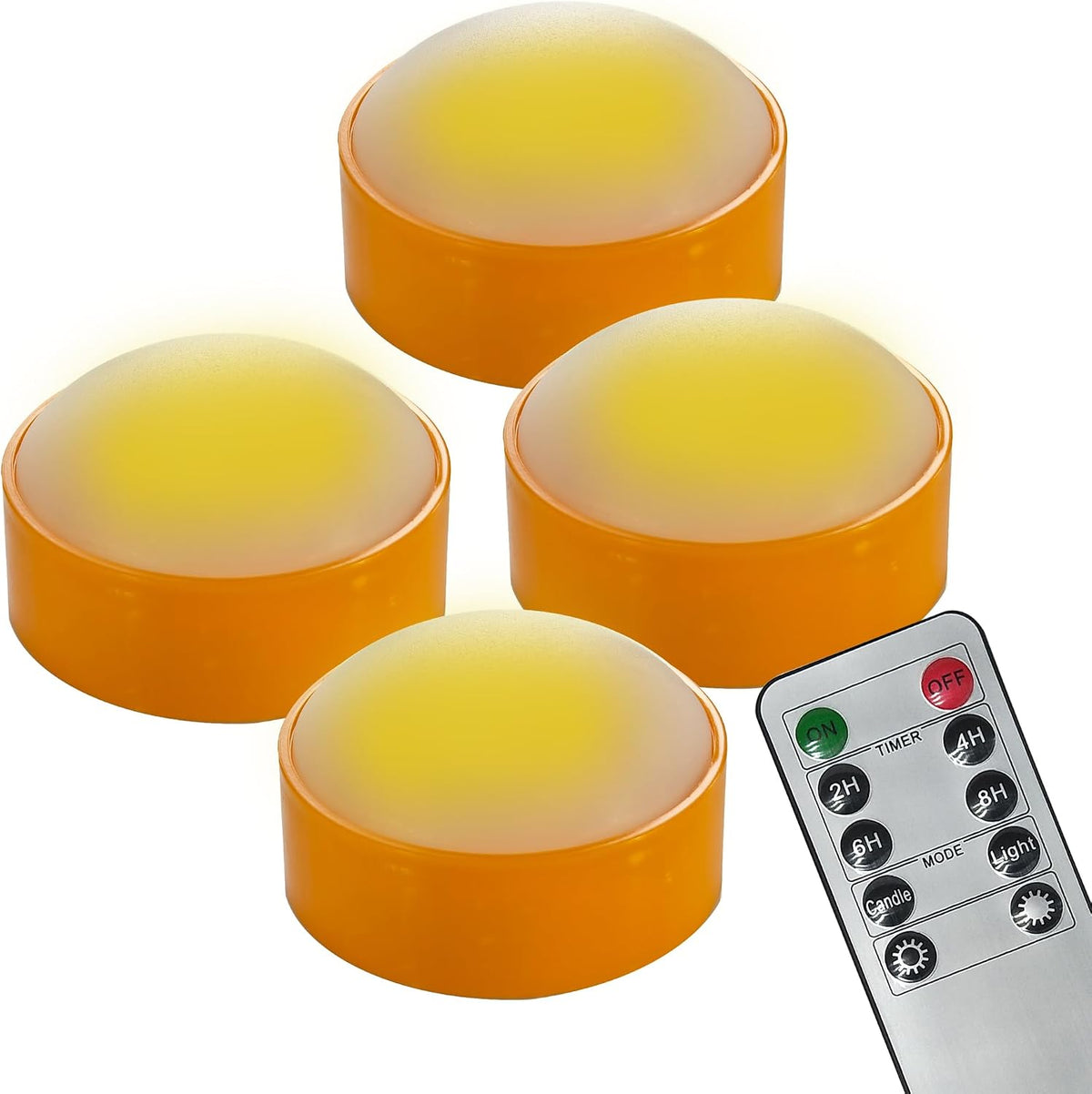 LED Pumpkin Lights with Remote and Timer, Orange Color, 4 Pack