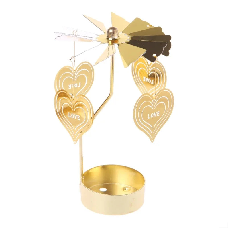 1Pc Metal Hot Rotating Candle Holder Christmas Rotating Candle Holder Dinner Party Wedding Party Candle Holder Decoration Gift