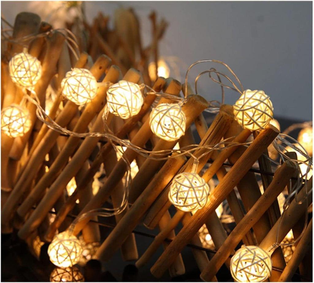 40 LED Rattan Ball String Lights, 20Ft Battery Powered Fairy String Lights Decorative for Home Garden Bedroom Party Wedding Christmas