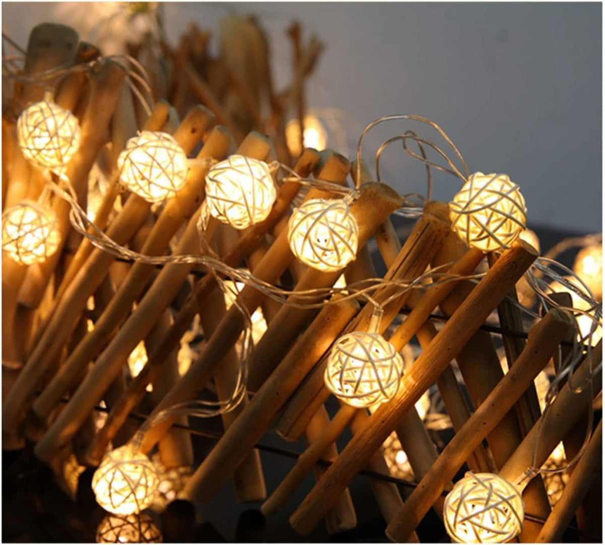 40 LED Rattan Ball String Lights, 20Ft Battery Powered Fairy String Lights Decorative for Home Garden Bedroom Party Wedding Christmas