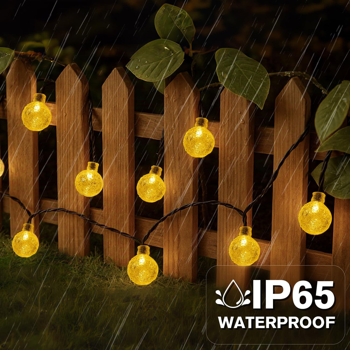 20Ft 30LED Solar Outdoor Globe String Lights Waterproof Patio Ball String Lights