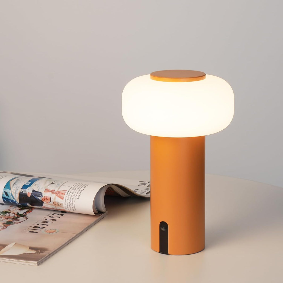 Waterproof Shower Lamp, Rechargeable Outdoor Table Lamp (Orange)