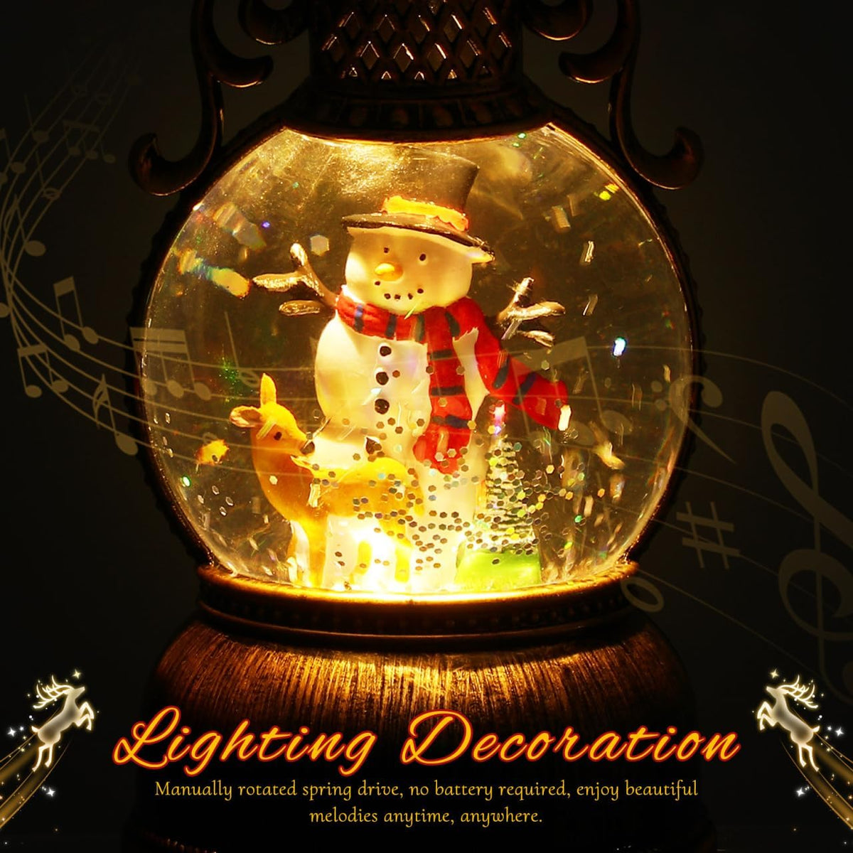 Christmas Snow Globe LED Candles Battery Operated Lighted Flameless Lantern Swirling Water Glittering Spinning Candle Home Decor for Thanksgiving Christmas Decoration, Snowman