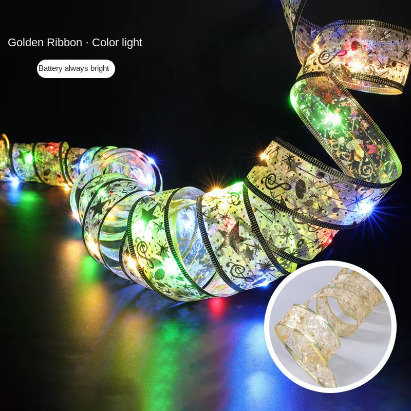 Christmas Decoration Ribbon Fairy Lights Christmas Tree Ornament Christmas String Lights Navida Natal New Year Decoration 2025