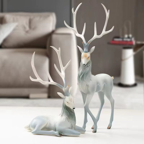 High End Deer Statue Reindeer Figurines Resin Sculpture for Living Room Luxury Home Decoration Nordic Tabletop Ornaments New