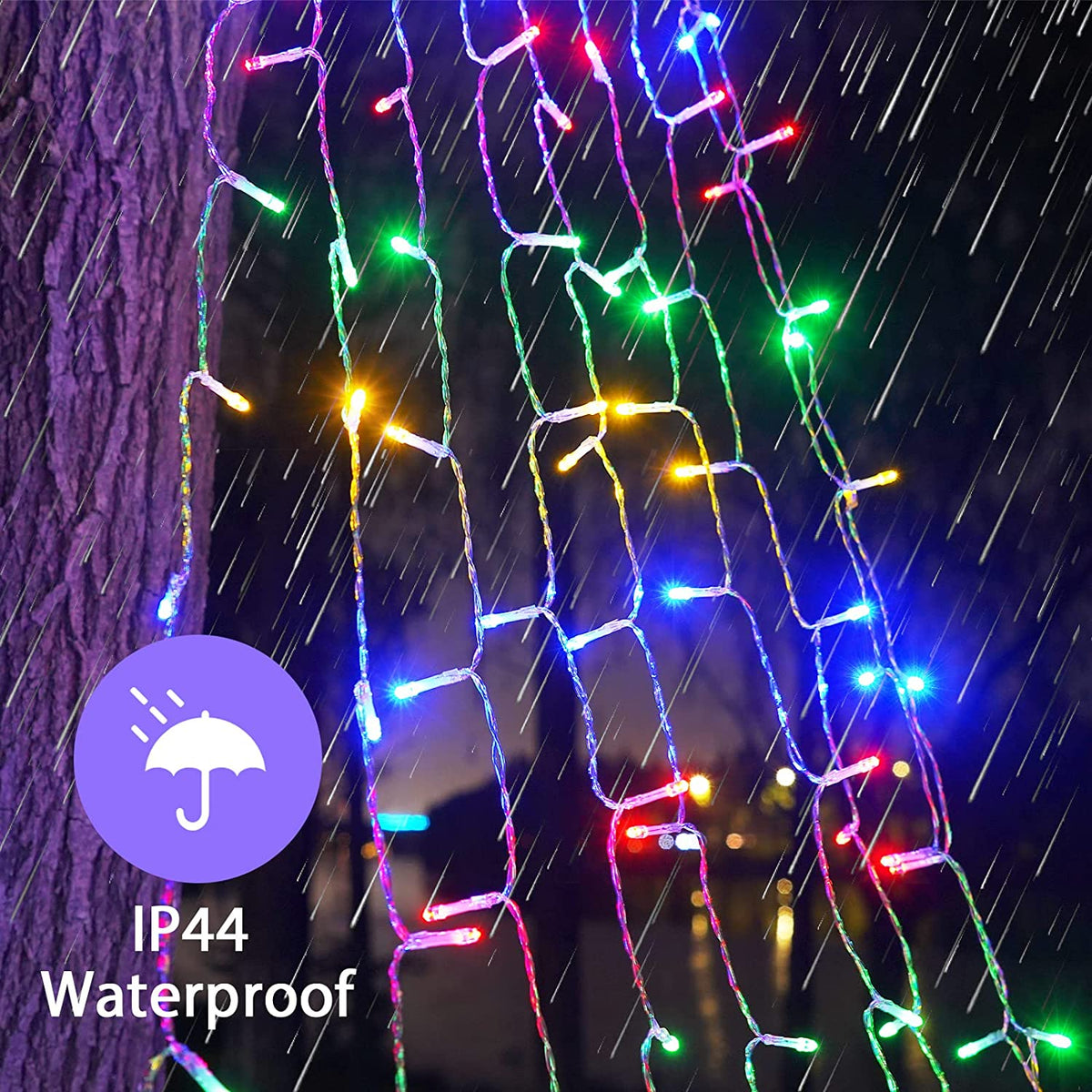 12Ft 350 LED Waterfall Christmas Lights Outdoor Decoration Twinkle Solar Christmas Tree String Lights with Top Star Xmas Holiday Garden Yard Decoration, Multicolor