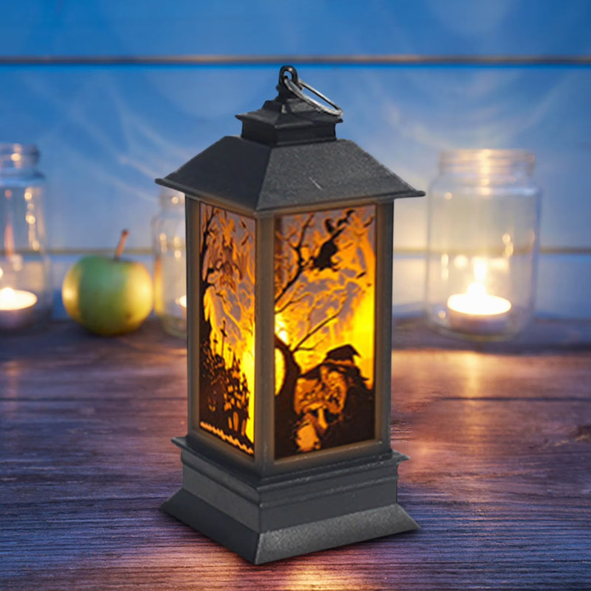 Halloween Lantern Lights, Halloween Candles Lantern Decoration Indoor Outdoor, Battery Powered LED Lights, Portable Hanging Lamp for Home outside Yard Lawn Garden Party, 5.1 Inch