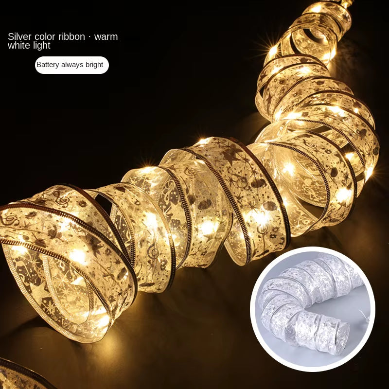 Christmas Decoration Ribbon Fairy Lights Christmas Tree Ornament Christmas String Lights Navida Natal New Year Decoration 2025