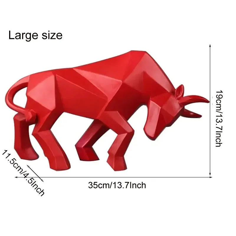 Geometric Resin Bull Statue Bison Sculpture Decoration Abstract Animal Figurine Room Desk Home Decoration Gift