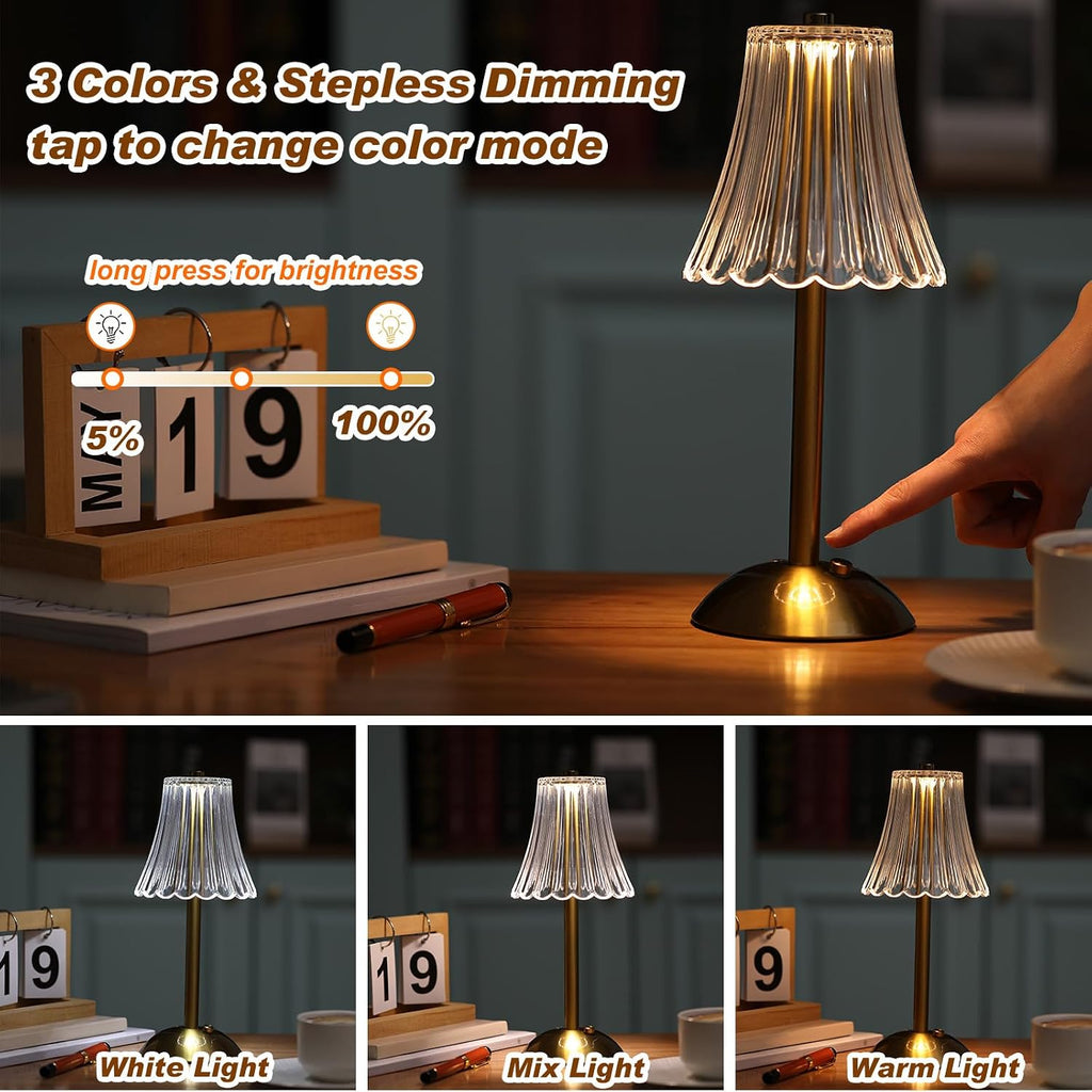 1 Pcs Cordless Table Lamp LED Touch, Gold, Rose Style
