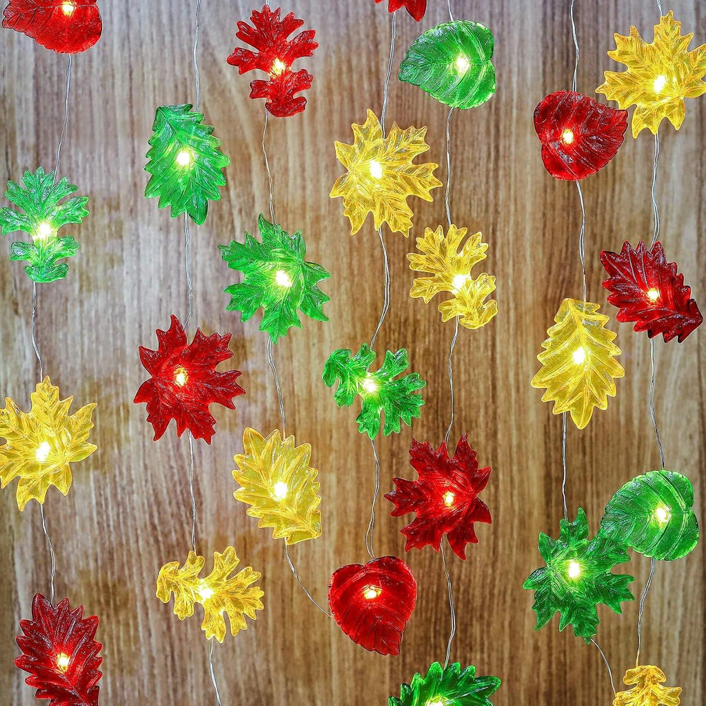 Solar String Lights Fall Leaf String Lights Outdoor Garden Decor Light Waterproof Yard Thanksgiving Christmas Fairy Lights 40LED 14Ft