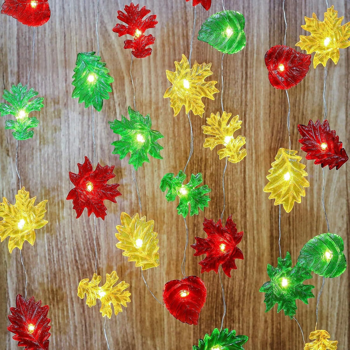 Solar String Lights Fall Leaf String Lights Outdoor Garden Decor Light Waterproof Yard Thanksgiving Christmas Fairy Lights 40LED 14Ft