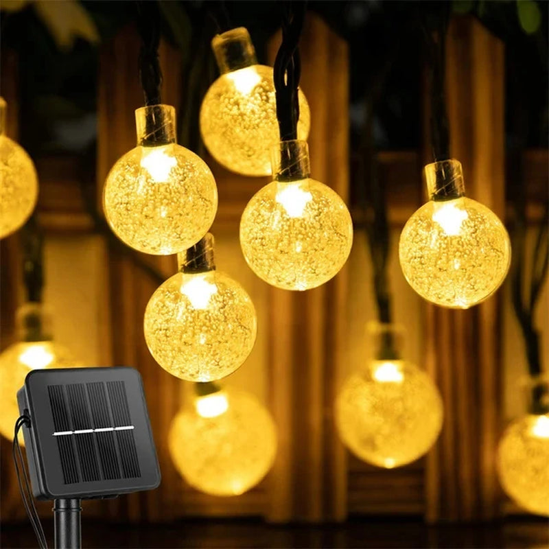 Solar LED Crystal Ball String Light 10M Waterproof Fairy Lights Christmas Wedding Garland Garden Lawn Tree Outdoor Decoration