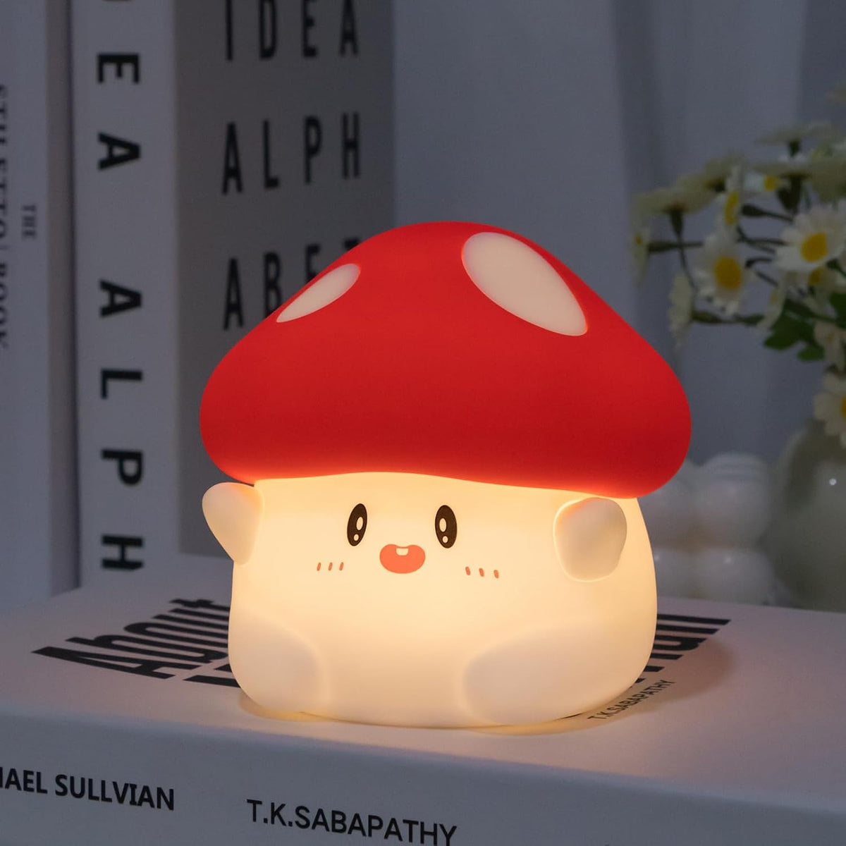 Mushroom Silicone Night Light for Kids - Squishy LED Lamp with Soft Touch, USB Rechargeable & Long Battery - Cute Touch Control Mushroom Light for Kids Room Decor & Gifts