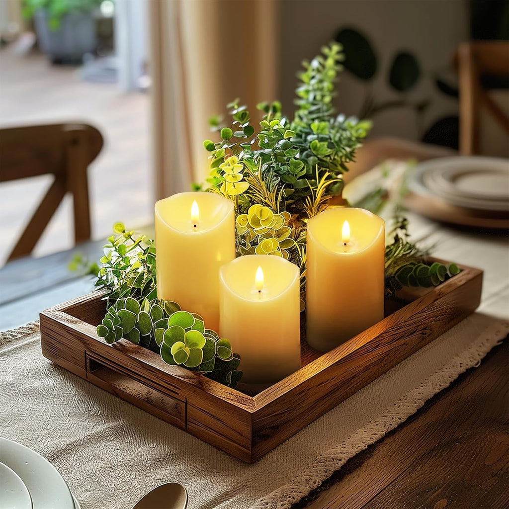 Rechargeable Flameless Candles, Battery Operated LED Candles, Electric Candles with Remote and Timers, Wax-Like Plastic, Ivory, 3Pack, 3" X 4"5" 6", for Home Decor