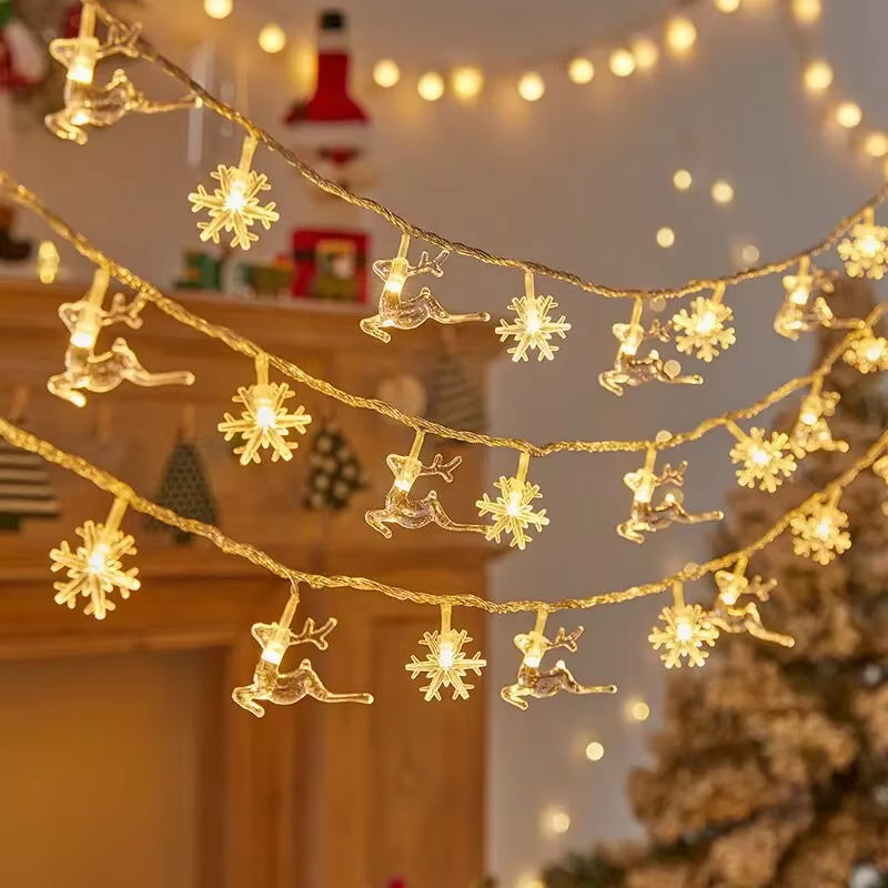 3M Christmas Lights Snowflake String Lights Fairy Lights Waterproof Star Ball LED Lamp for Home Christmas Tree Garden Decoration