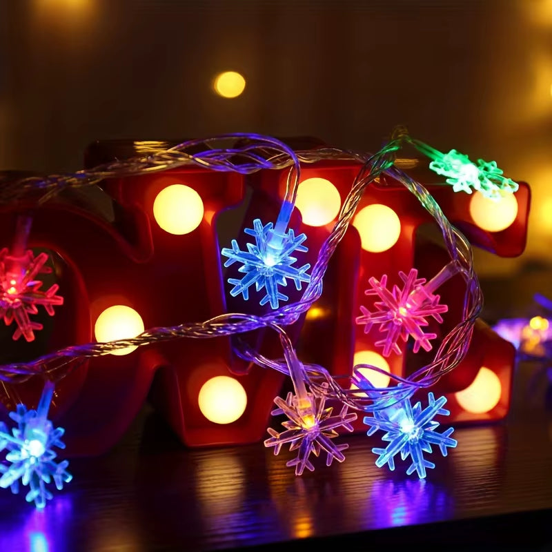 3M LED Snowflake Curtain Lights, Romantic Christmas Curtain String Lights, Fairy String Lights for Home Bedroom Indoor Decor