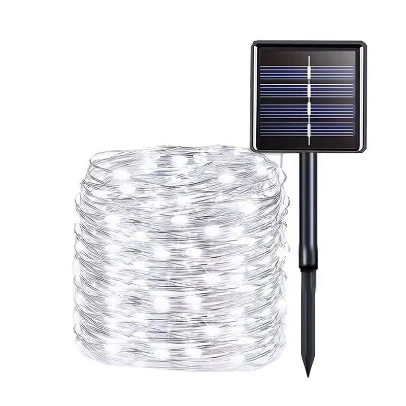 Led Solar Fairy String Lights 8 Modes Christmas Led Light Outdoor Garden Patio Wire Garland Light Christmas Lights