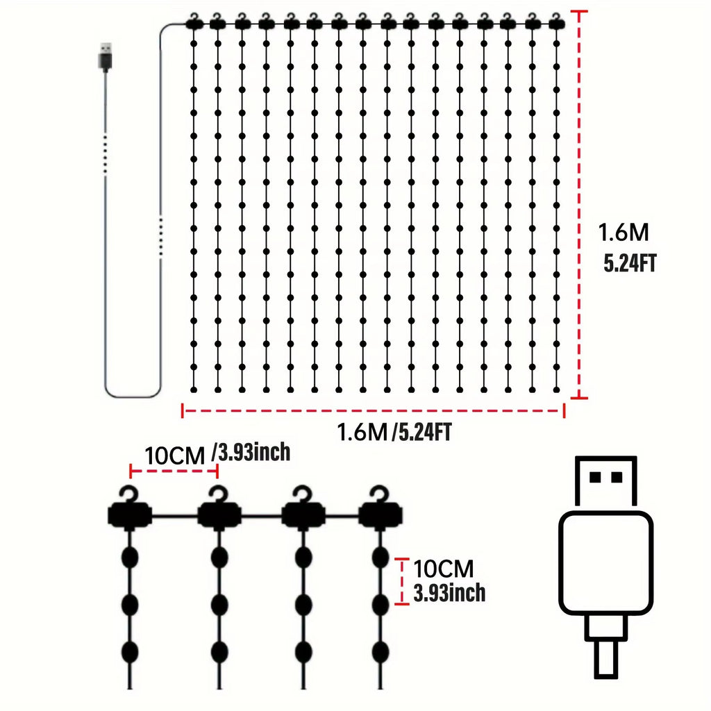 Smart Curtain Lights, 400 LED USB Curtain String Lights with App Remote Control,Music Sync Christmas Curtain String Outdoor