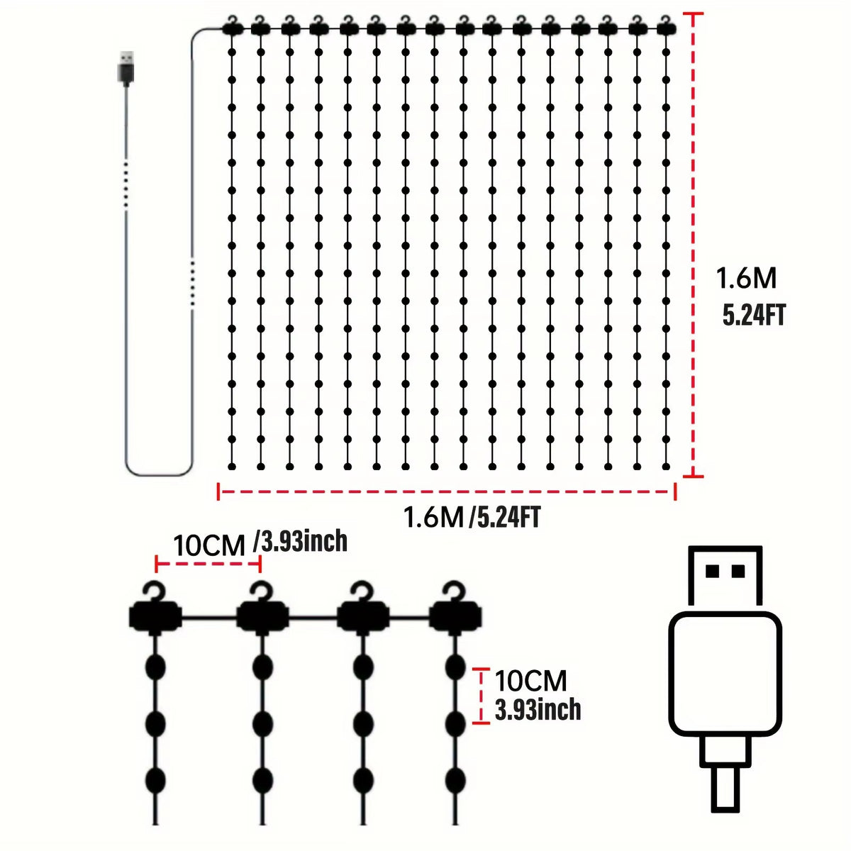 Smart Curtain Lights, 400 LED USB Curtain String Lights with App Remote Control,Music Sync Christmas Curtain String Outdoor