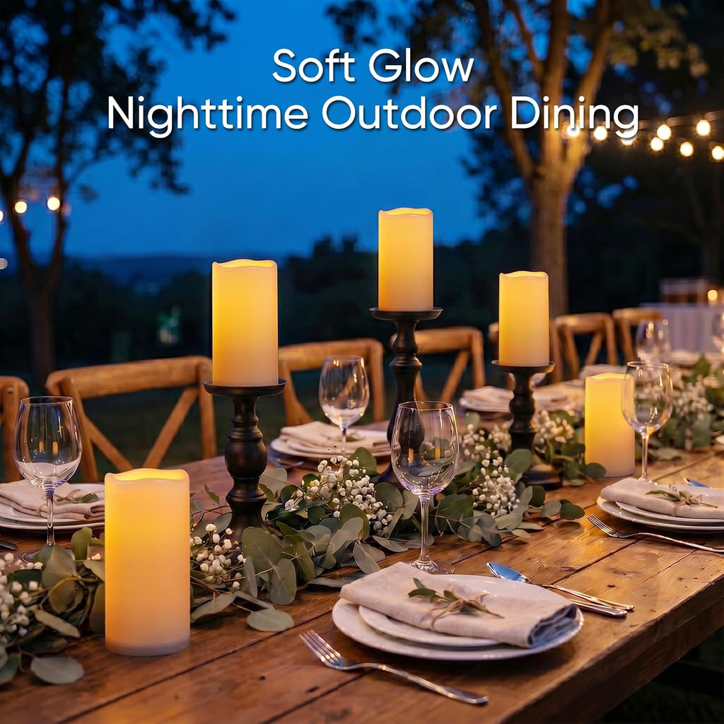 3"X4" Outdoor Waterproof Flameless LED Candles, Auto Light Sensor