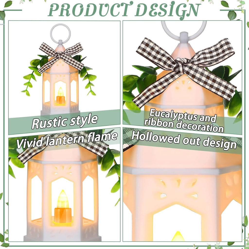 3 Pcs Farmhouse Mini Lanterns for Centerpieces Tiered Tray Decor, White