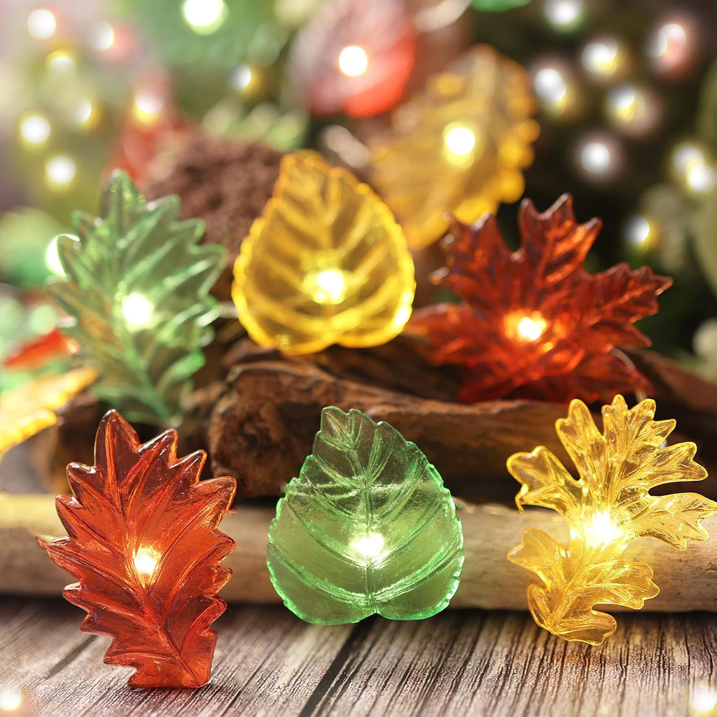 Solar String Lights Fall Leaf String Lights Outdoor Garden Decor Light Waterproof Yard Thanksgiving Christmas Fairy Lights 40LED 14Ft