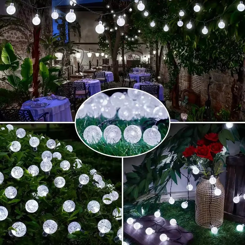 Waterproof Solar Bubble Ball Light String Lights Outdoor Crystal Globe String Light Garden Party Christmas Decoration