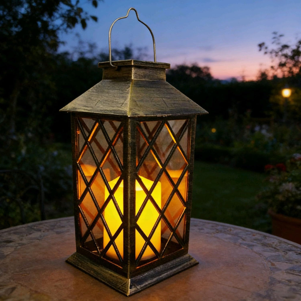 Solar Hanging Garden Lantern, Waterproof LED Flickering Flameless Candle Light (1Pack)