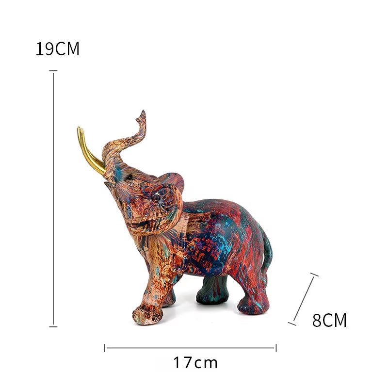 Nordic Painting Graffiti Elephant Sculpture Figurine Art Elephant Statue Creative Resin Crafts Home Decoration