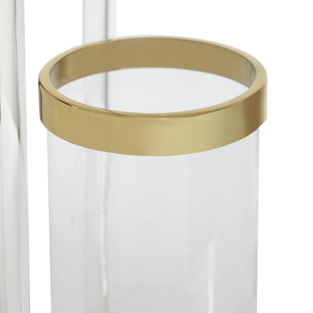 23 In. H Gold Stainless Steel Decorative Candle Lantern with Acrylic Accents