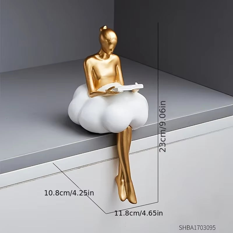 Cloud Girl Sculpture Abstract Art Figure Statue Modern Table Decoration Home Luxury Room Decor Aesthetic Design Figurine Crafts