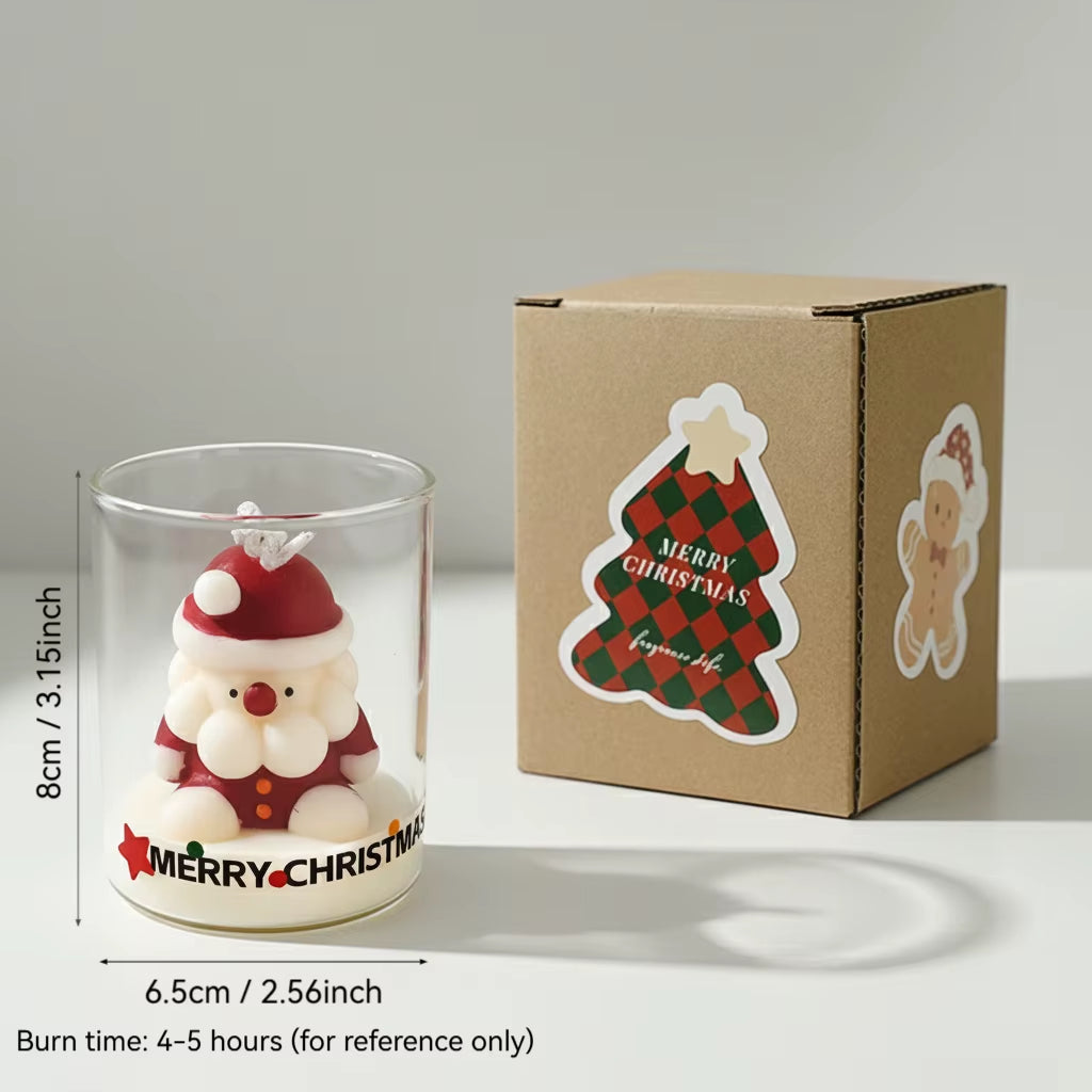 Christmas Scented Candle Glass Cup Soy Wax Santa Tree Snowman Reindeer Gift Home Decoration Holiday Aromatherapy Candle