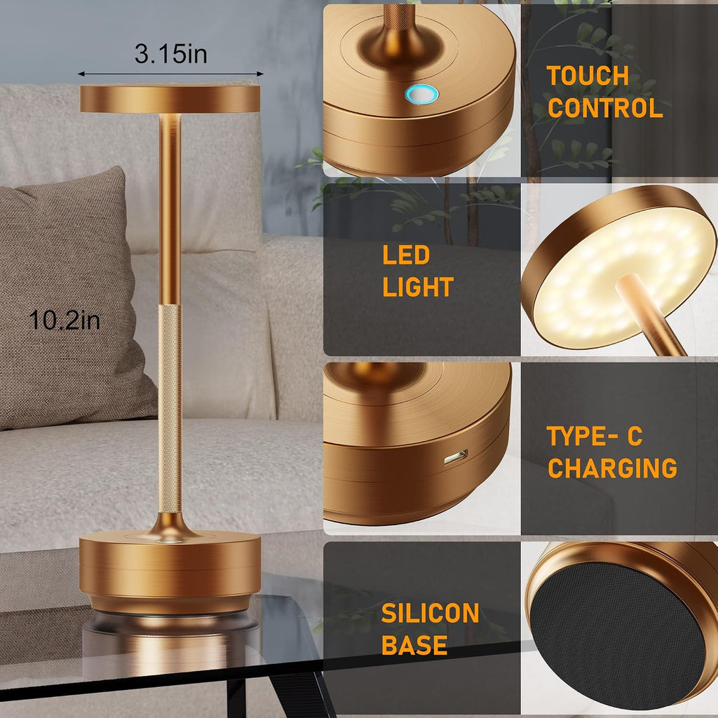 LED Cordless Table Lamp Rechargeable,Battery Powered Outdoor Table Light