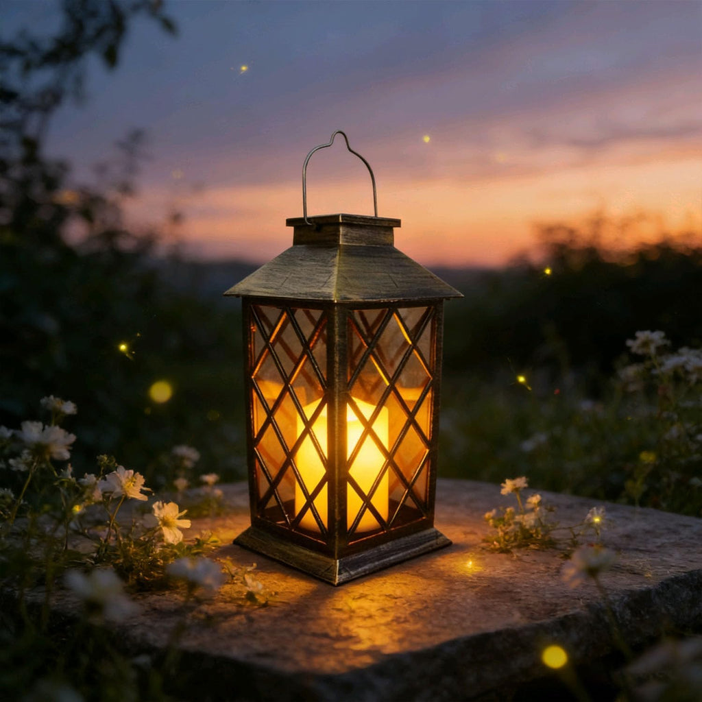 Solar Hanging Garden Lantern, Waterproof LED Flickering Flameless Candle Light (1Pack)