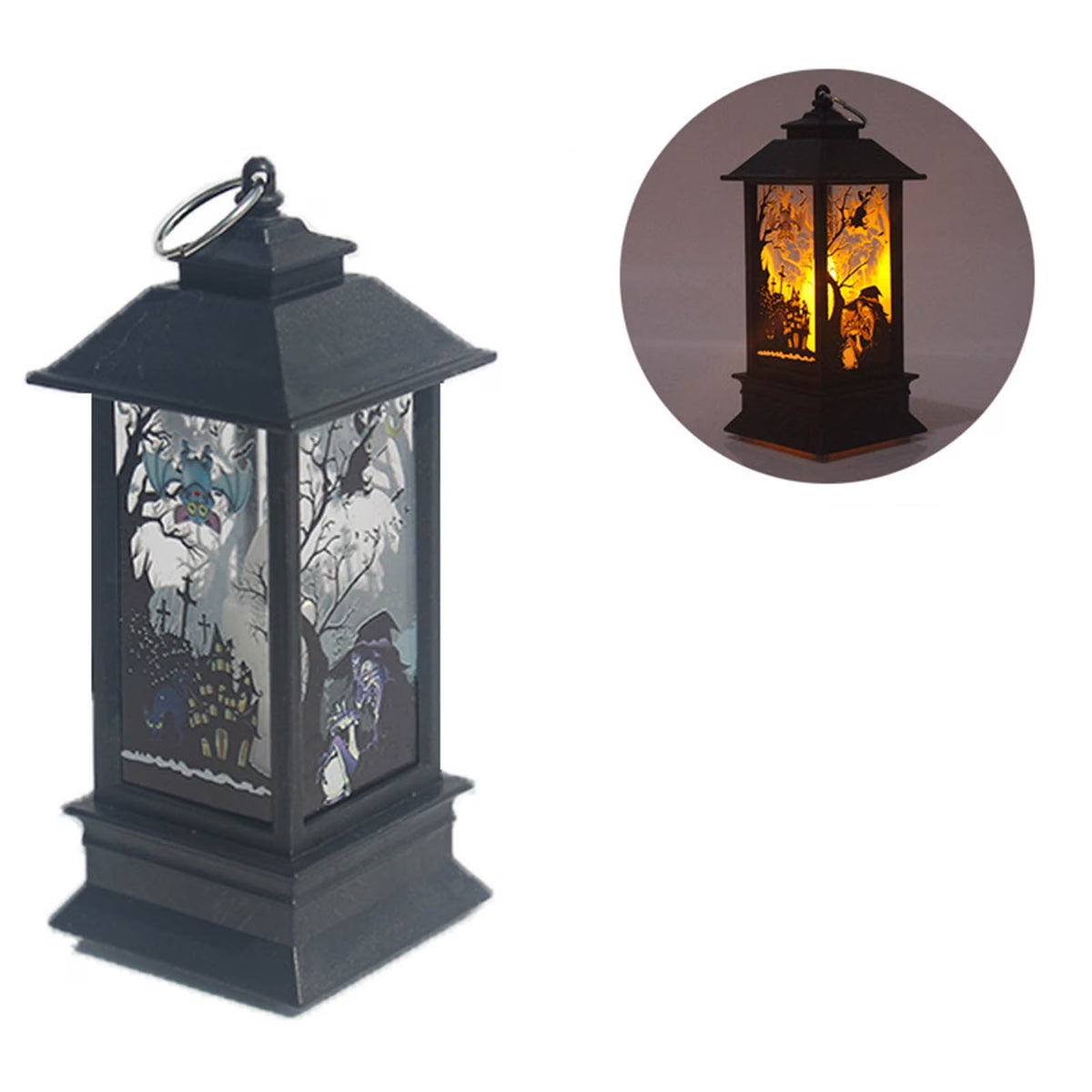 Halloween Lantern Lights, Halloween Candles Lantern Decoration Indoor Outdoor, Battery Powered LED Lights, Portable Hanging Lamp for Home outside Yard Lawn Garden Party, 5.1 Inch