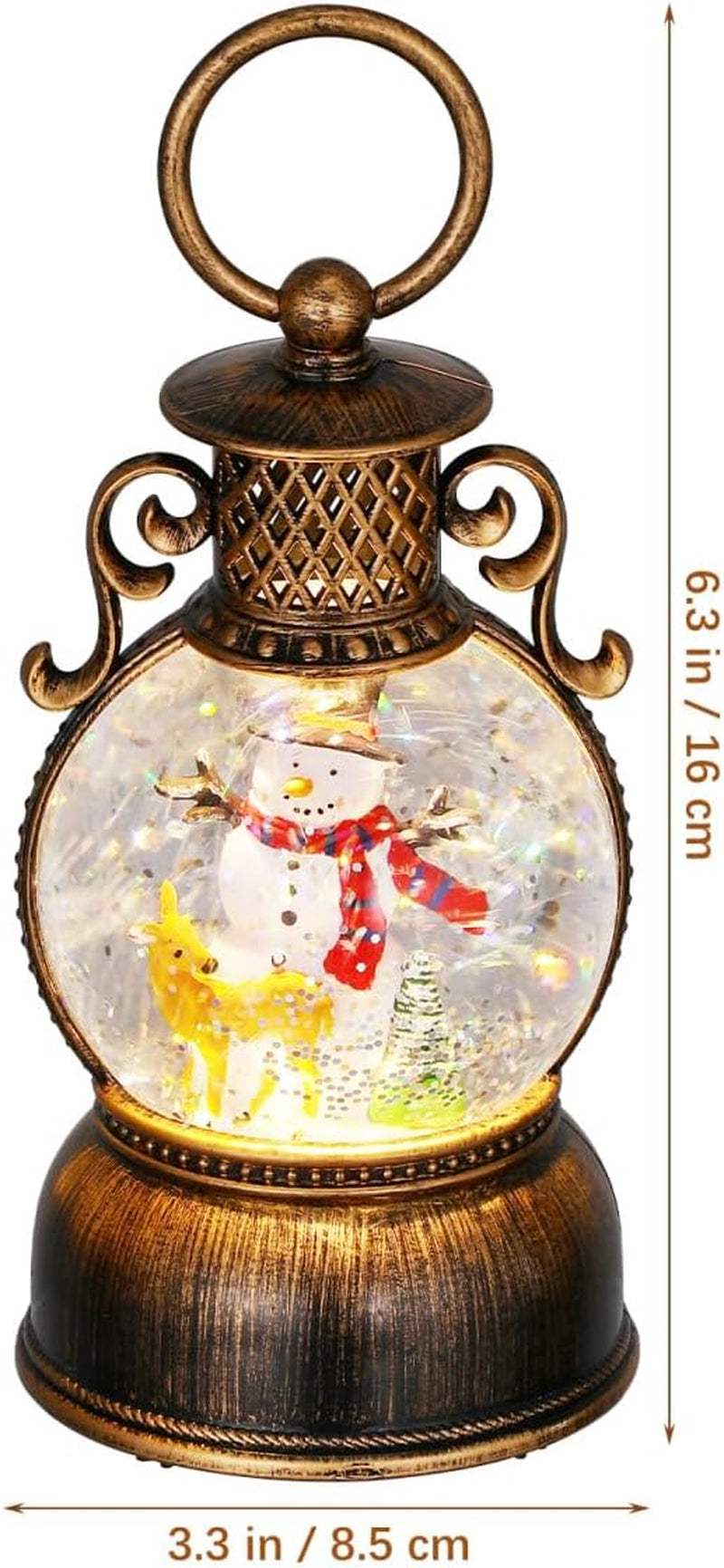 Christmas Snow Globe LED Candles Battery Operated Lighted Flameless Lantern Swirling Water Glittering Spinning Candle Home Decor for Thanksgiving Christmas Decoration, Snowman