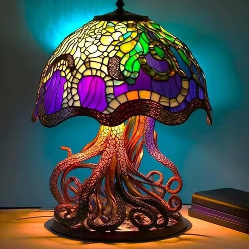 Flower Mushroom Night Light Resin Carved Atmosphere Lamp Led Table Lamp Bedroom Living Room Home Decoration Gift