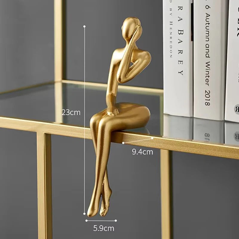 Light Luxury Human Body Art Ornament Decorate Abstract Resin Creative Golden Arts and Crafts Home Office Business Originality