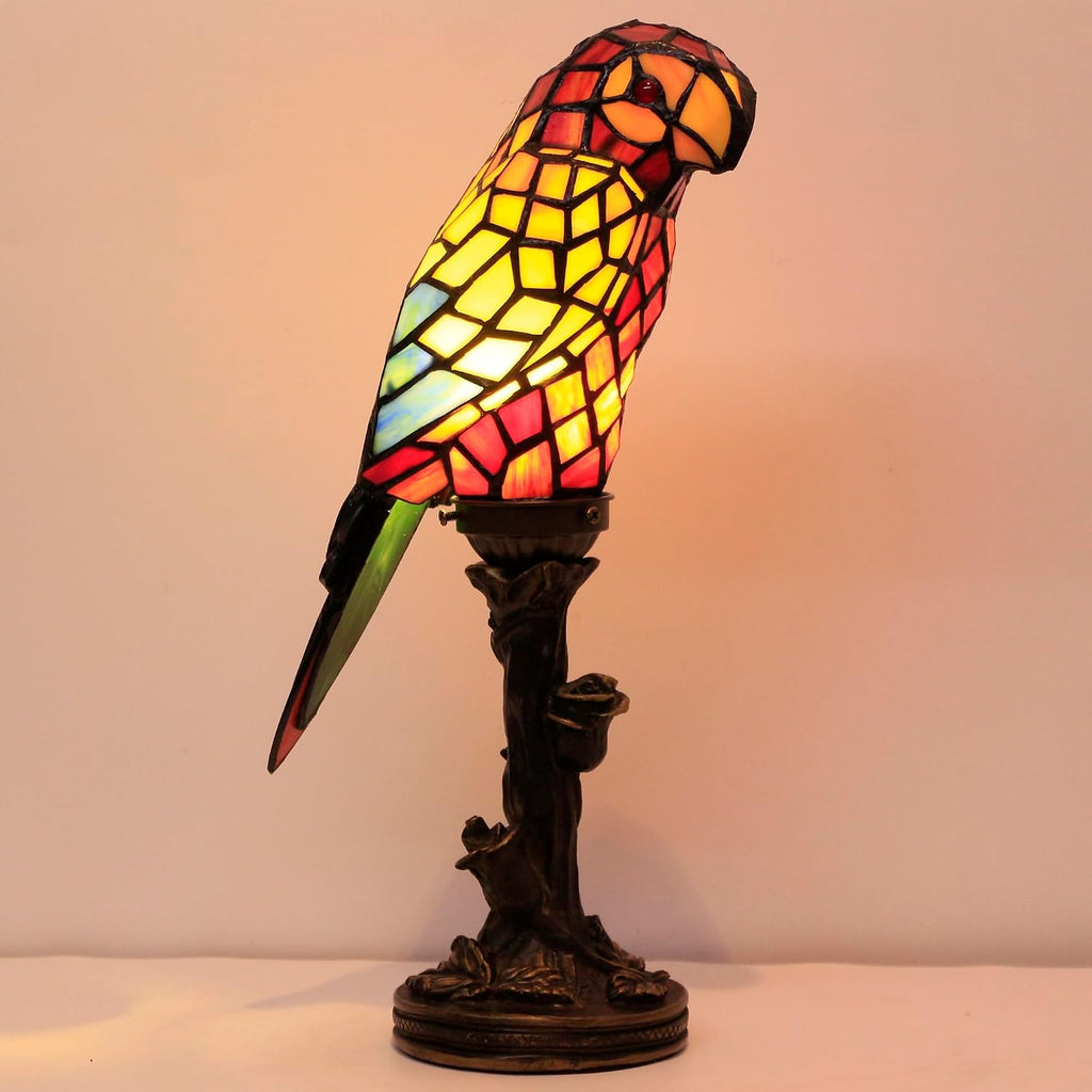 Small Tiffany Lamp Parrot Table Lamp Stained Glass Accent Lamp