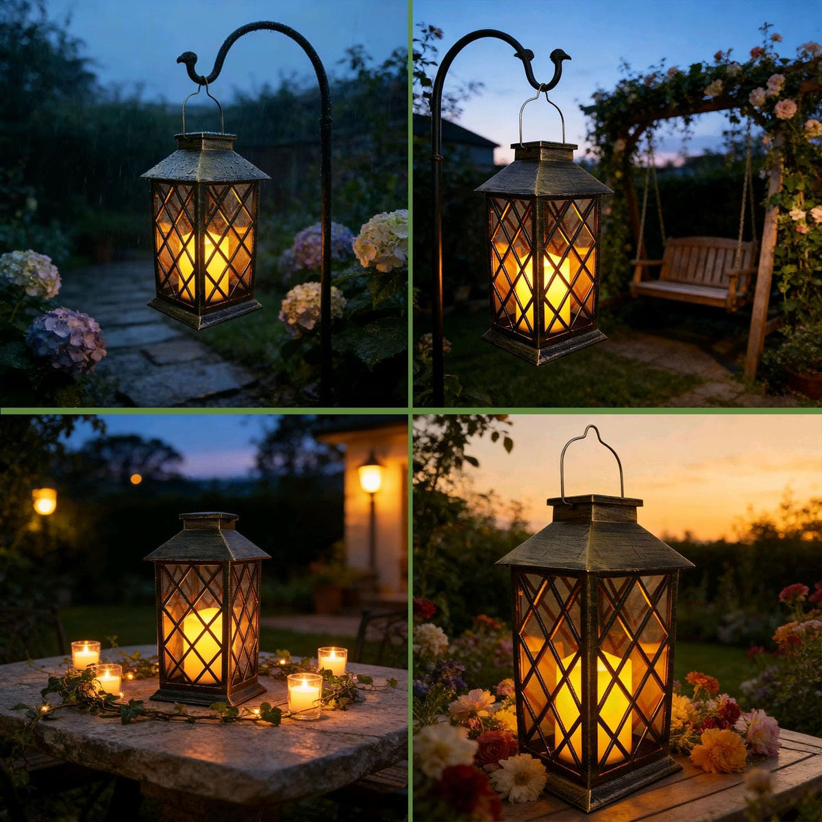 Solar Hanging Garden Lantern, Waterproof LED Flickering Flameless Candle Light (1Pack)
