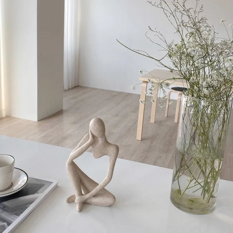 Sand Color the Thinker Abstract Statues Sculptures Yoga Figurine Nordic Living Room Home Decor Decoration Maison Desk Ornaments